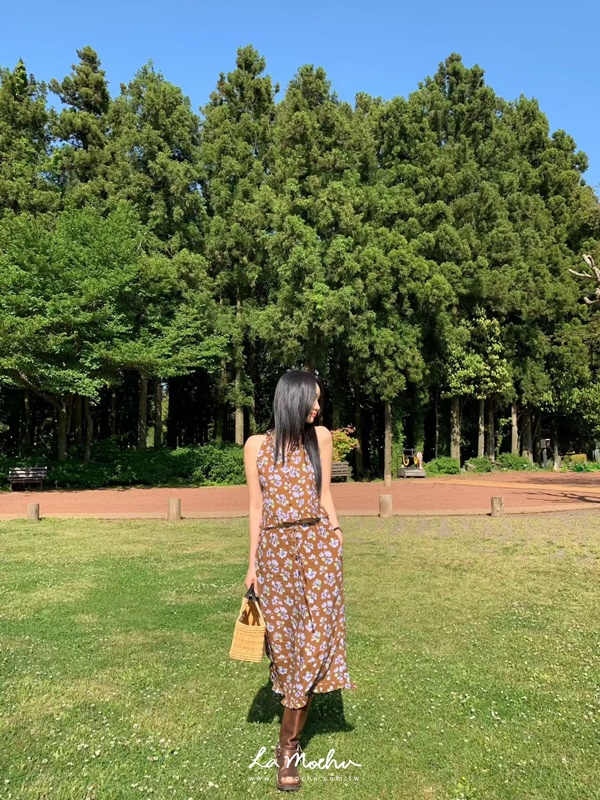 高級花布掛脖上衣